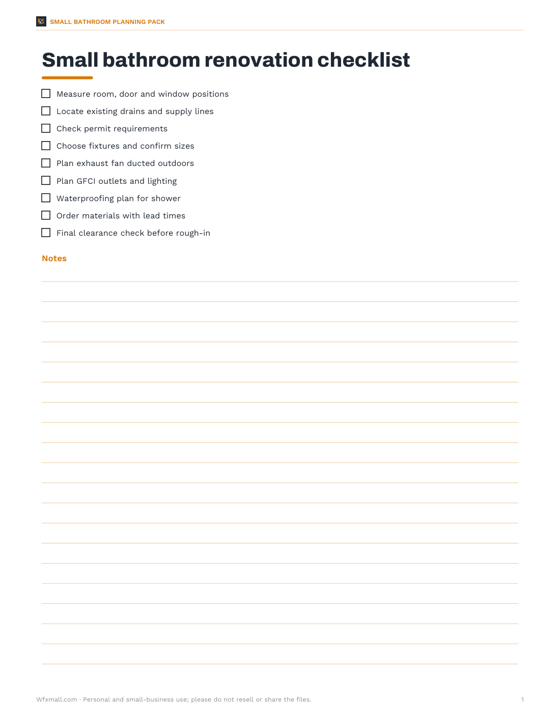 Preview of the first page of Renovation checklist (PDF/DOCX)