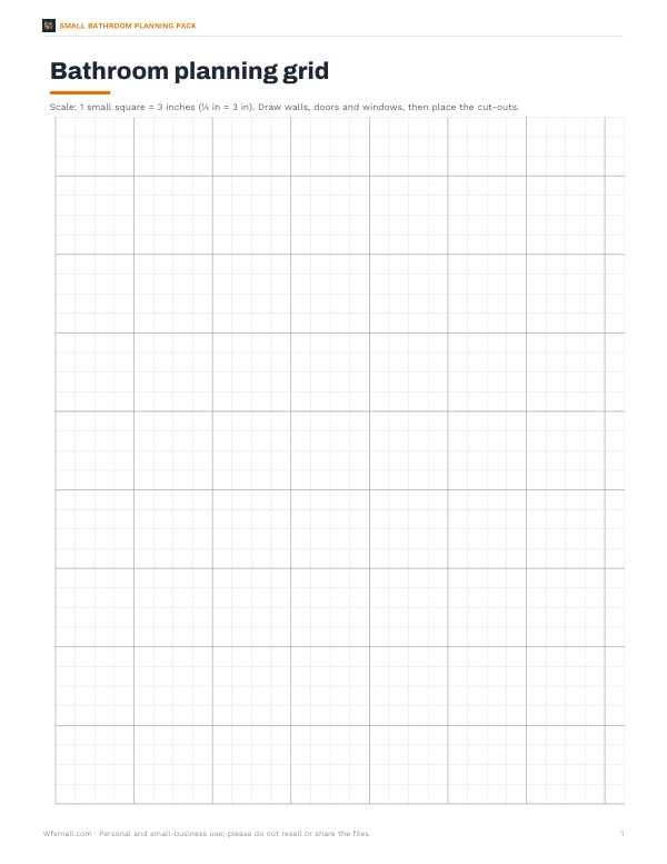 Preview of Printable Small Bathroom Planning Grid